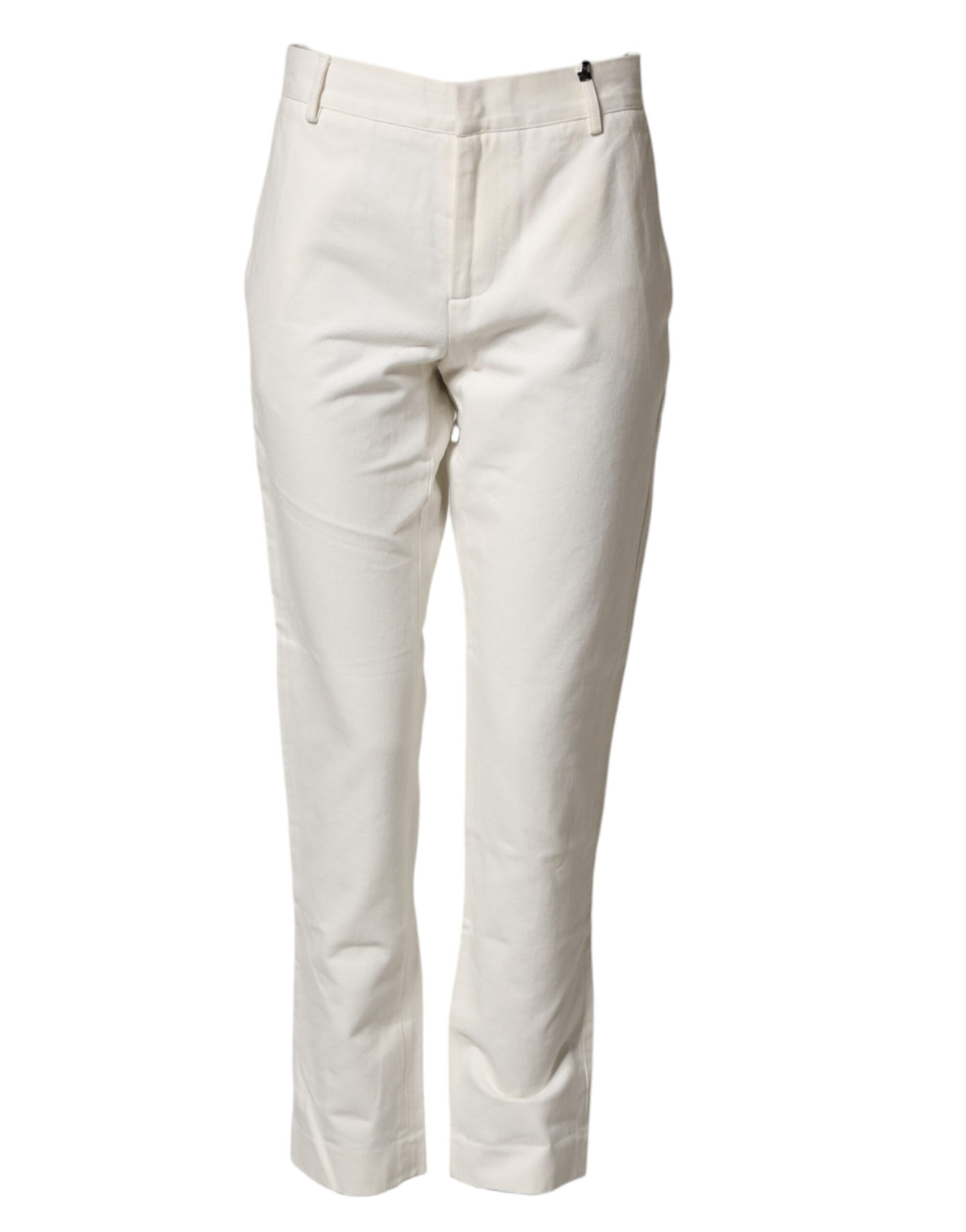 Daniele Alessandrini White Cotton Straight Chino Trouser Pants
