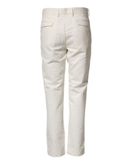 Daniele Alessandrini White Cotton Straight Chino Trouser Pants