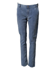 Nine In The Morning Blue Cotton Stretch Men Chino Trouser Pants