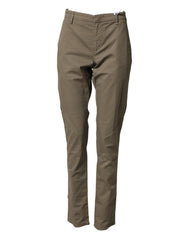Dondup Beige Cotton Stretch Straight Chino Men Trouser Pants