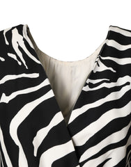 Dolce & Gabbana Black White Zebra Silk Sheath Mini Dress