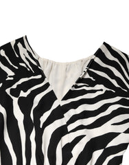 Dolce & Gabbana Black White Zebra Silk Sheath Mini Dress