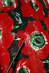 Dolce & Gabbana Red Floral Print Nylon A-line Midi Dress