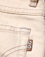 Dolce & Gabbana Beige Low Waist Cotton Slim Fit Denim Trousers Jeans