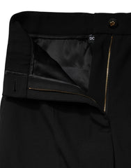 Dolce & Gabbana Black Wool Blend Straight High Waist Pants