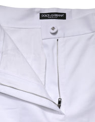 Dolce & Gabbana White Cotton High Waist WideLeg Cropped Pants