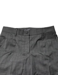 Dolce & Gabbana Dark Gray Check Tartan VirginWool Dress Pants