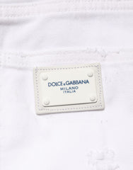 Dolce & Gabbana White Distressed Cotton BOYFRIEND Denim Jeans