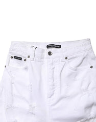 Dolce & Gabbana White Distressed High Waist Denim Jeans