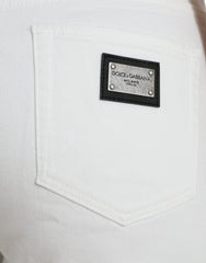 Dolce & Gabbana Wide Leg White Cotton Cropped Denim Jeans