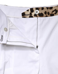 Dolce & Gabbana White Cotton High Waist Bermuda Mini Shorts