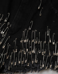 Dolce & Gabbana Black Pins Cotton Denim Hot Pants Shorts