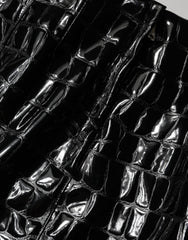 Dolce & Gabbana Black Croc Faux-Leather Mid Waist Midi Skirt