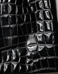 Dolce & Gabbana Black Croc Faux-Leather Mid Waist Midi Skirt