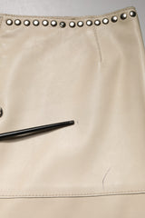Dolce & Gabbana Beige Leather Studs Mid Waist Mini Skirt