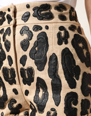 Dolce & Gabbana Beige Leopard Nylon Bermuda Mini Shorts