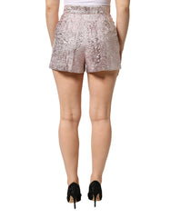 Dolce & Gabbana Pink Jacquard High Waist Hotpants Shorts