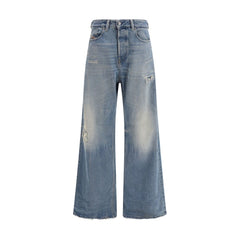 Diesel Blue Cotton Relaxed Fit Jeans