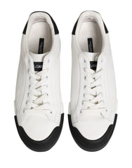 Dolce & Gabbana Black White Leather Low Top Sneakers Shoes