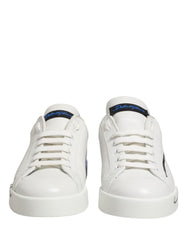 Dolce & Gabbana White Blue Portofino Low Top Sneakers Shoes