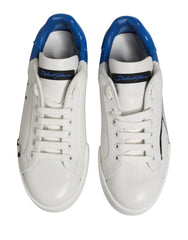 Dolce & Gabbana White Blue Portofino Low Top Sneakers Shoes