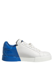 Dolce & Gabbana White Blue Portofino Low Top Sneakers Shoes