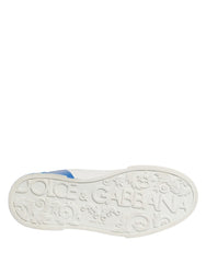 Dolce & Gabbana White Blue Portofino Low Top Sneakers Shoes