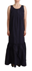 P.A.R.O.S.H. Navy Blue Sleeveless Round Neck Mermaid Long Dress