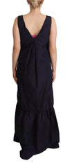 P.A.R.O.S.H. Navy Blue Sleeveless Round Neck Mermaid Long Dress