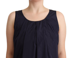 P.A.R.O.S.H. Navy Blue Sleeveless Round Neck Mermaid Long Dress