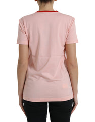 Dolce & Gabbana Pink Graphic Print Cotton Crew Neck T-shirt