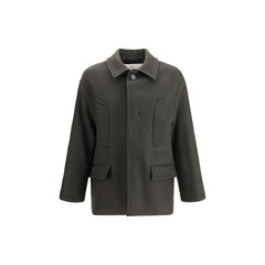 Ami Paris Gray Fleece Wool Coat