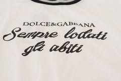 Dolce & Gabbana White Printed Short Sleeves Pullover Top