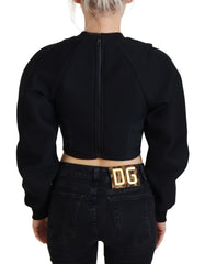 Philosophy Black Cropped Zipper Back Sweatshirt Sweater