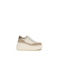 Chloé Cream Calf Leather Bos Taurus Platform Sneakers
