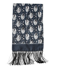 Dolce & Gabbana Navy Blue Silk Neck Wrap Shawl Men Scarf