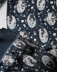 Dolce & Gabbana Navy Blue Silk Neck Wrap Shawl Men Scarf