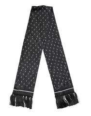 Dolce & Gabbana Black Silk Dotted Men Neck Wrap Shawl Scarf
