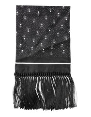 Dolce & Gabbana Black Silk Dotted Men Neck Wrap Shawl Scarf