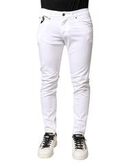 Dolce & Gabbana White Cotton Stretch Skinny Denim Men Jeans