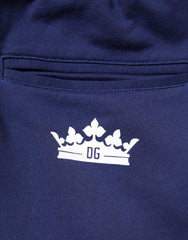 Dolce & Gabbana Blue Cotton Mid Waist Jogger Trousers Pants