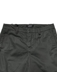 Dondup Dark Gray Cotton Mid Waist Skinny Men Chino Trouser Pants