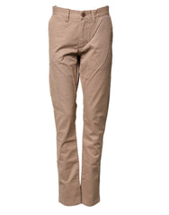 Sun68 Beige Cotton Mid Waist Straight Men Chino Trouser Pants