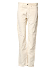 Fortela Off White Cotton Straight Men Corduroy Chino Trouser Pants