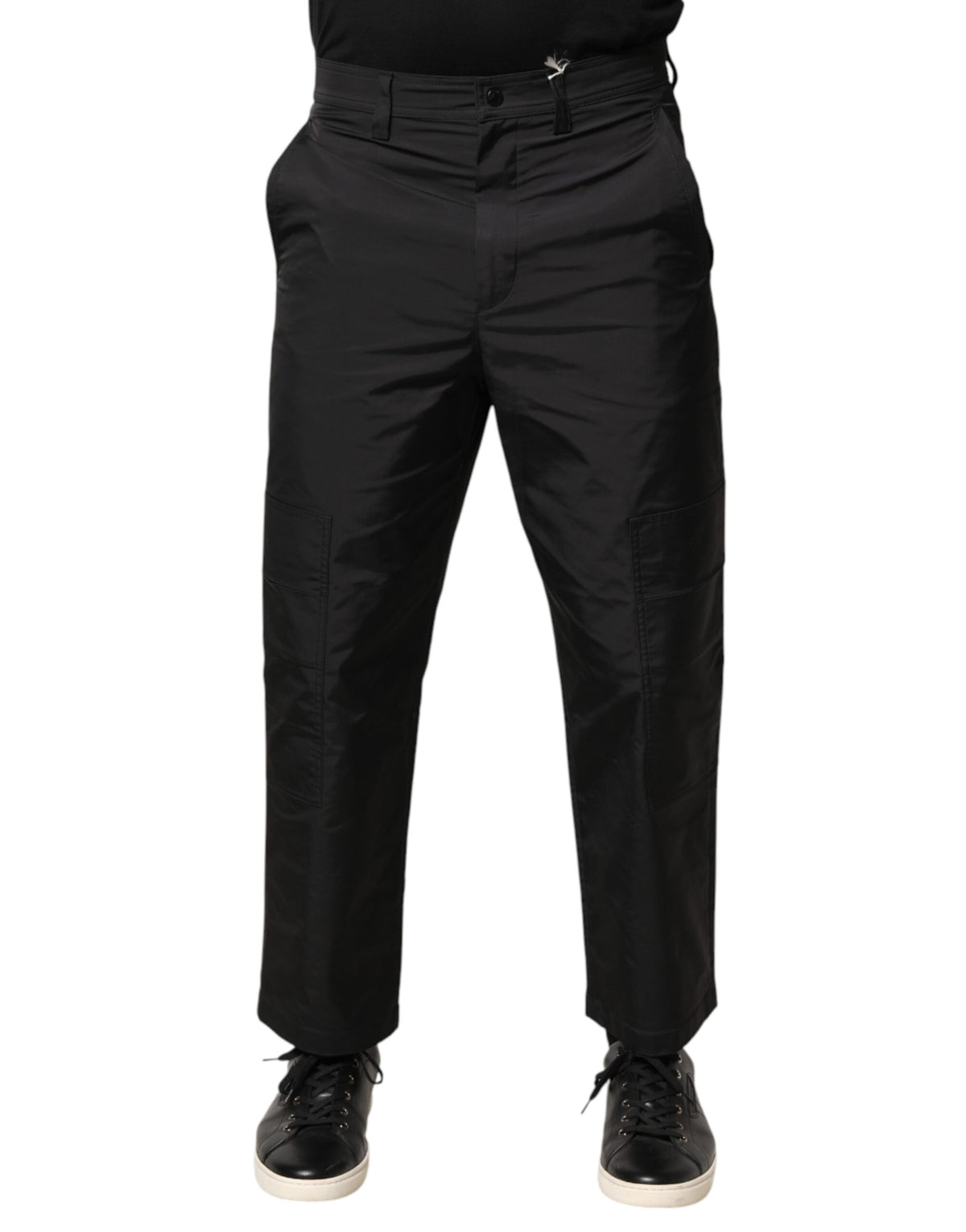 Valentino Black Mid Waist Men Tapered Dress Trouser Pants