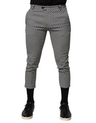 Daniele Alessandrini Black White Checkered Men Cropped Pants