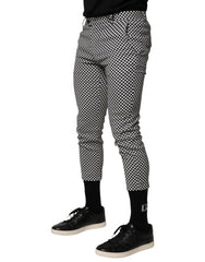 Daniele Alessandrini Black White Checkered Men Cropped Pants