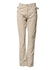 Daniele Alessandrini Beige Cotton Mid Waist Straight Men Denim Jeans