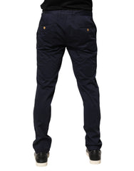 Domenico Tagliente Navy Blue Skinny Chino Mid Waist Men Pants