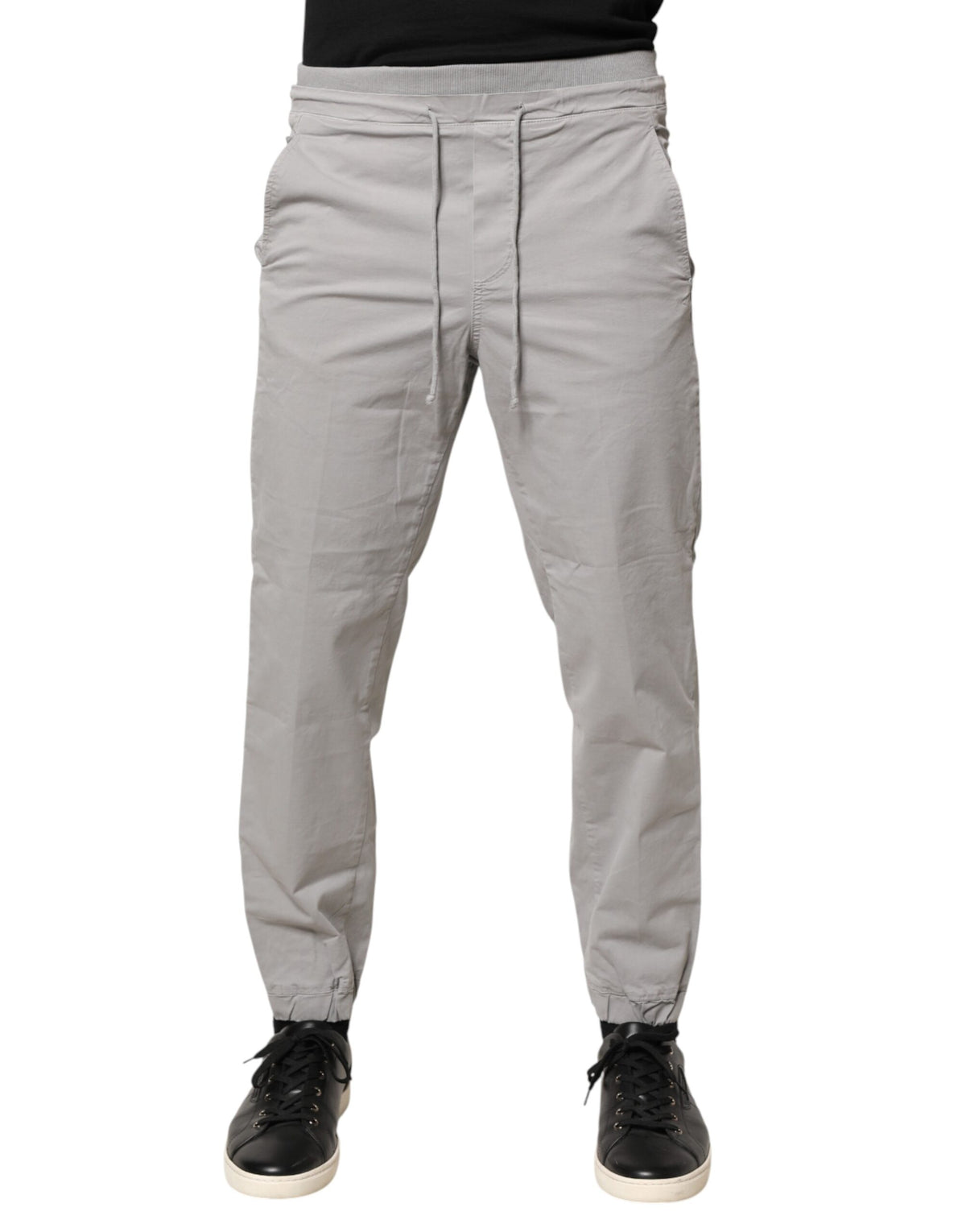 Dondup Light Gray Cotton Mid Waist Skinny Men Jogger Trouser Pants